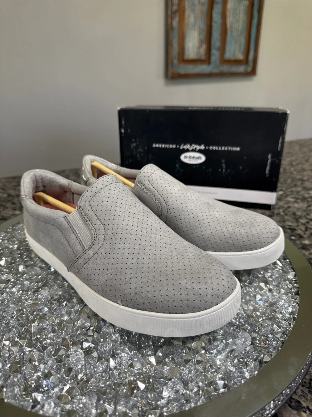 Dr. Scholl's Gray Perforated Slip-On Casual Sneakers NEW 8